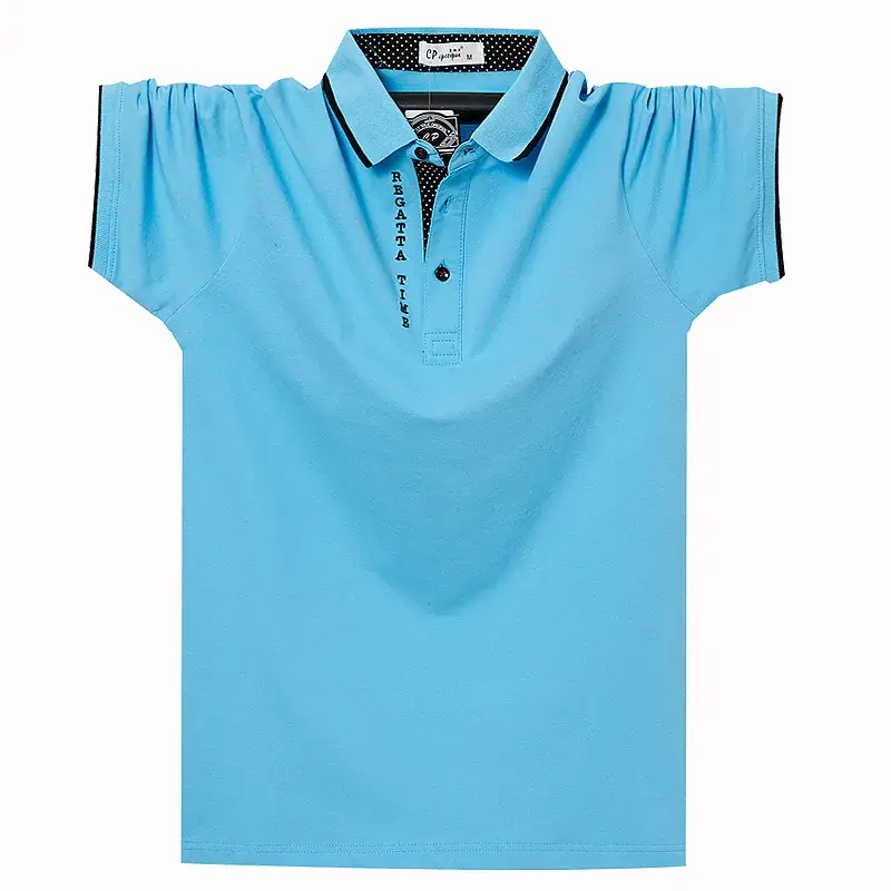 Men Navy Blue Lapel Polo T-Shirt 7XL Plus Size - Image 10