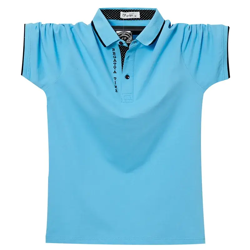 Men Navy Blue Lapel Polo T-Shirt 7XL Plus Size - Image 2