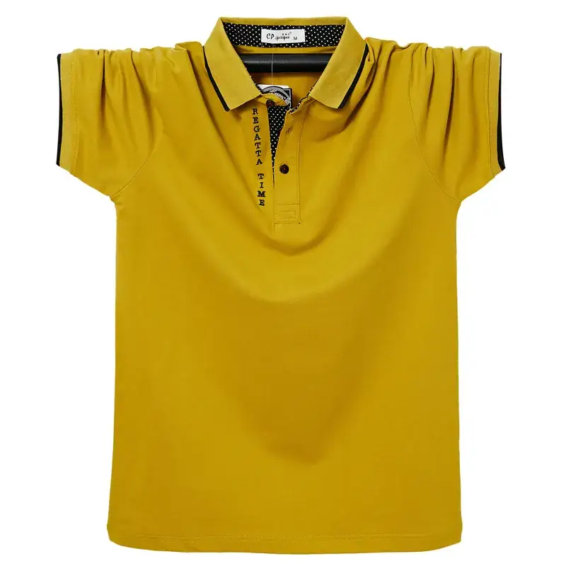 Men Navy Blue Lapel Polo T-Shirt 7XL Plus Size - Image 3