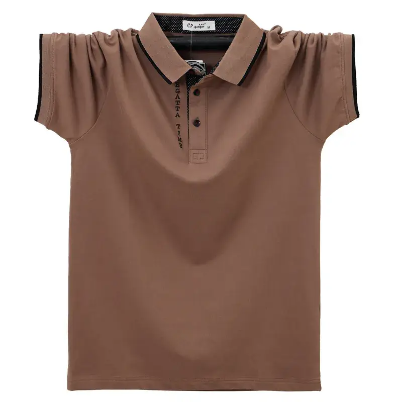 Men Navy Blue Lapel Polo T-Shirt 7XL Plus Size - Image 5
