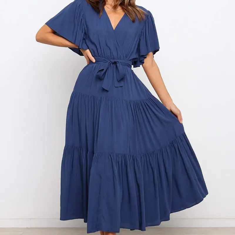 Women's Long Skirt Dress with Lace-Up Belt & Multi Color - Image 16
