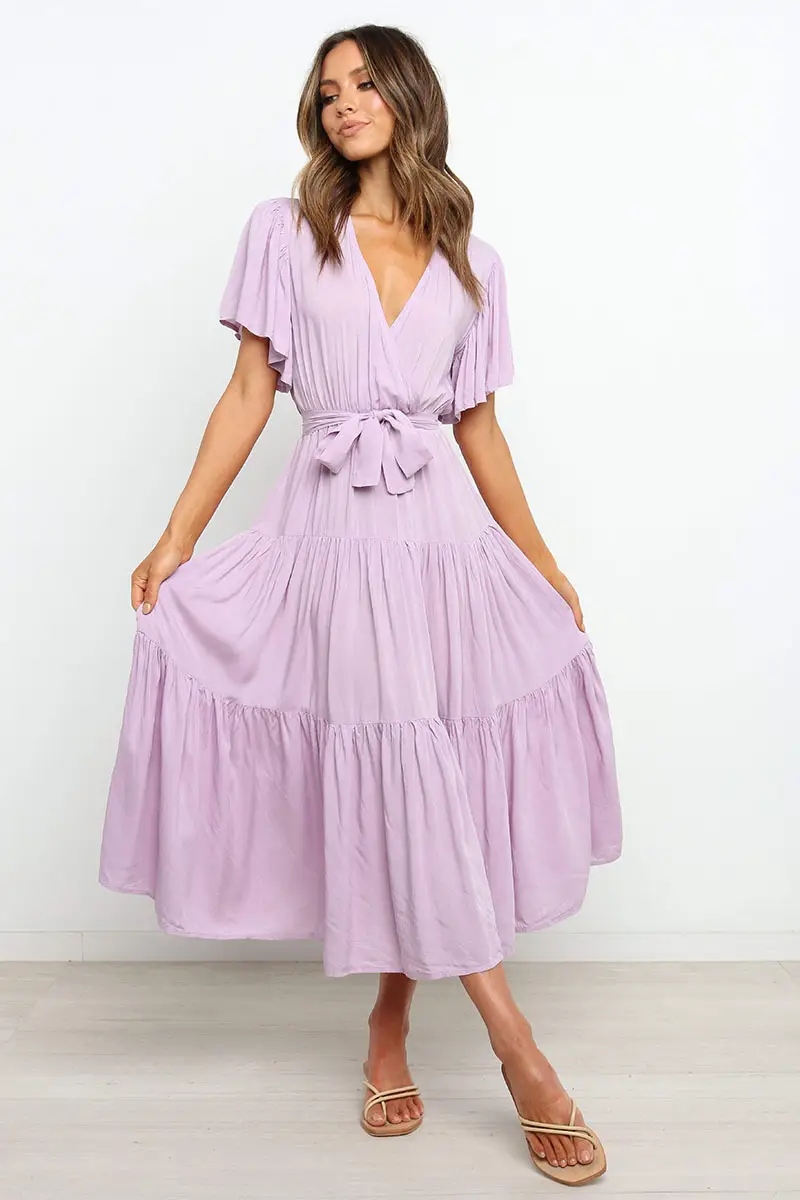 Women's Long Skirt Dress with Lace-Up Belt & Multi Color — feature 38