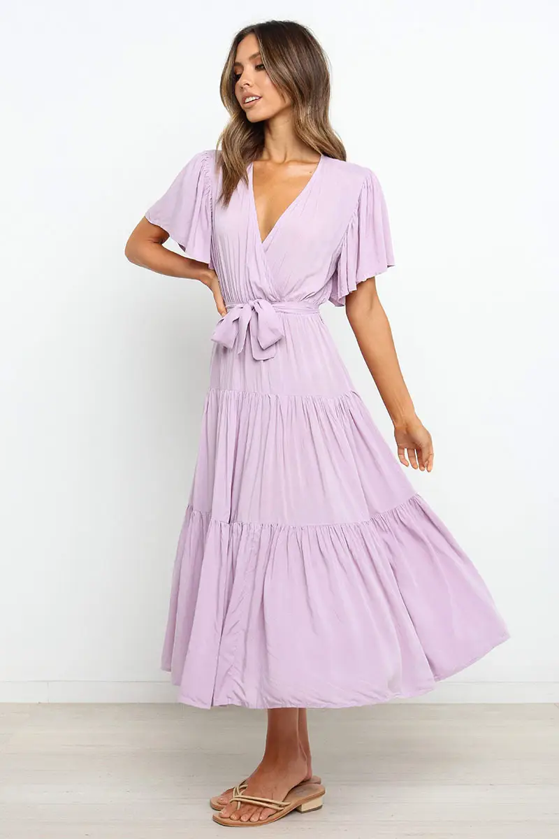Women's Long Skirt Dress with Lace-Up Belt & Multi Color — feature 39