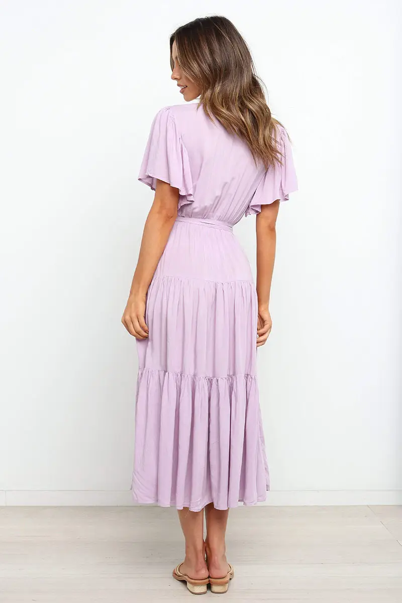 Women's Long Skirt Dress with Lace-Up Belt & Multi Color — feature 40