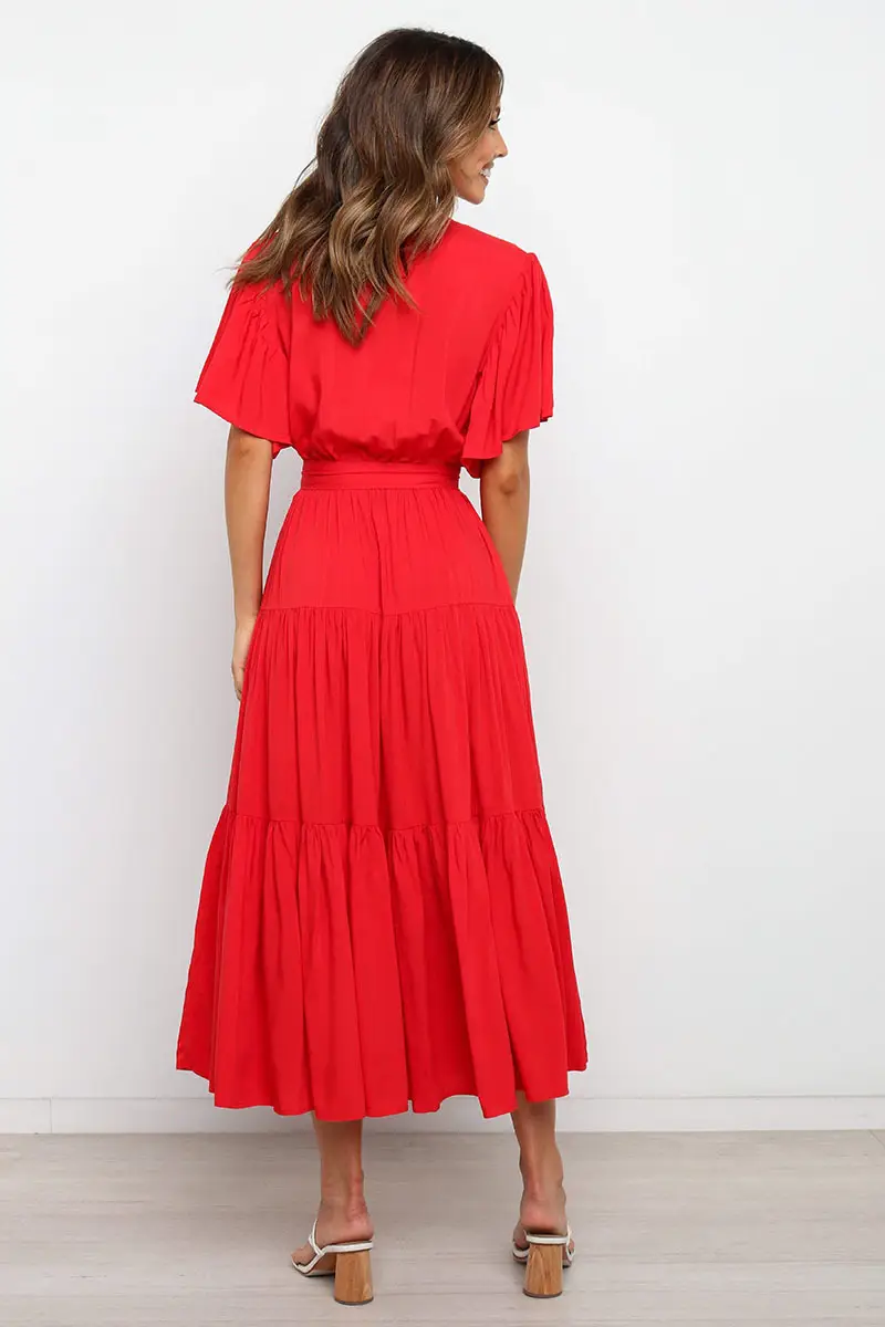 Women's Long Skirt Dress with Lace-Up Belt & Multi Color — feature 44