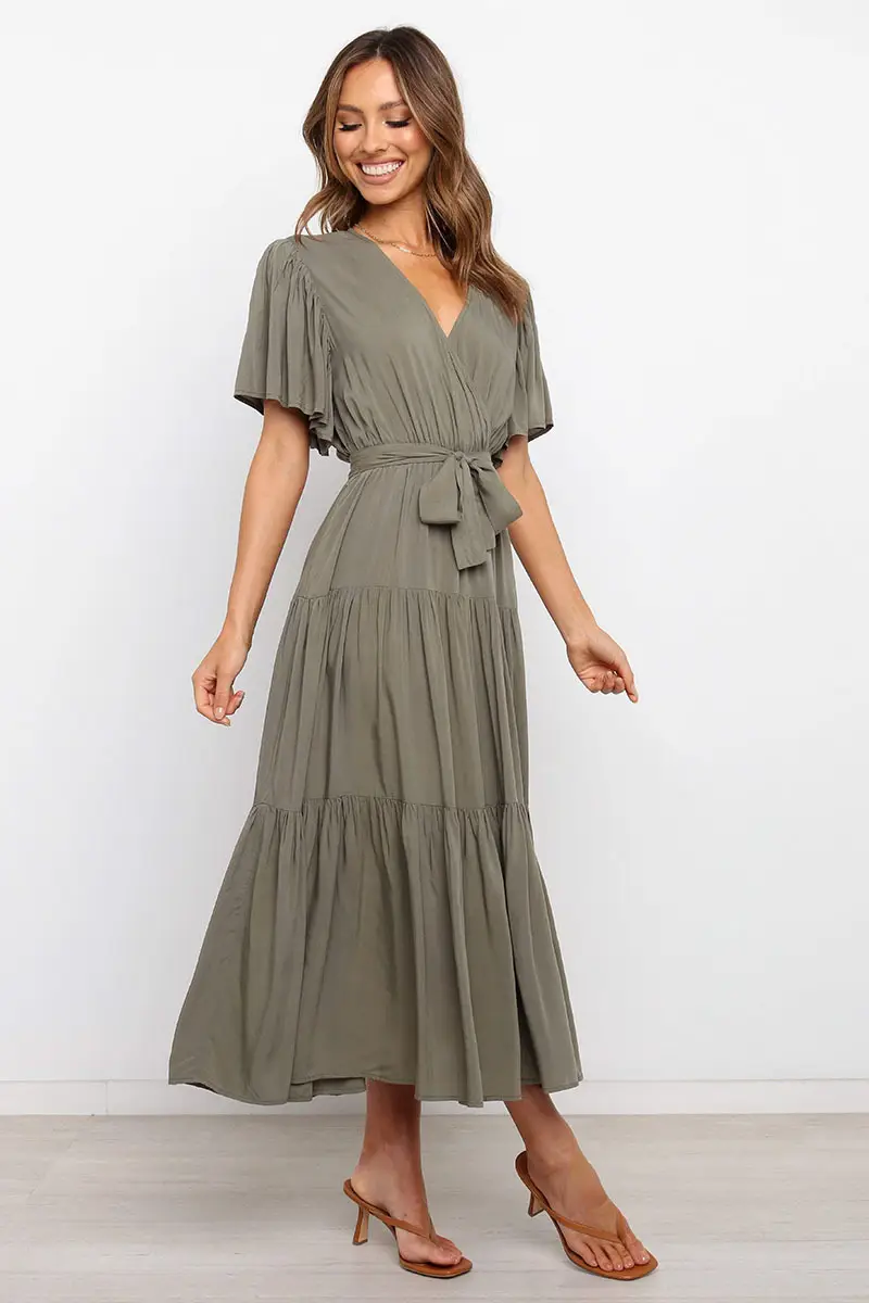 Women's Long Skirt Dress with Lace-Up Belt & Multi Color — feature 50