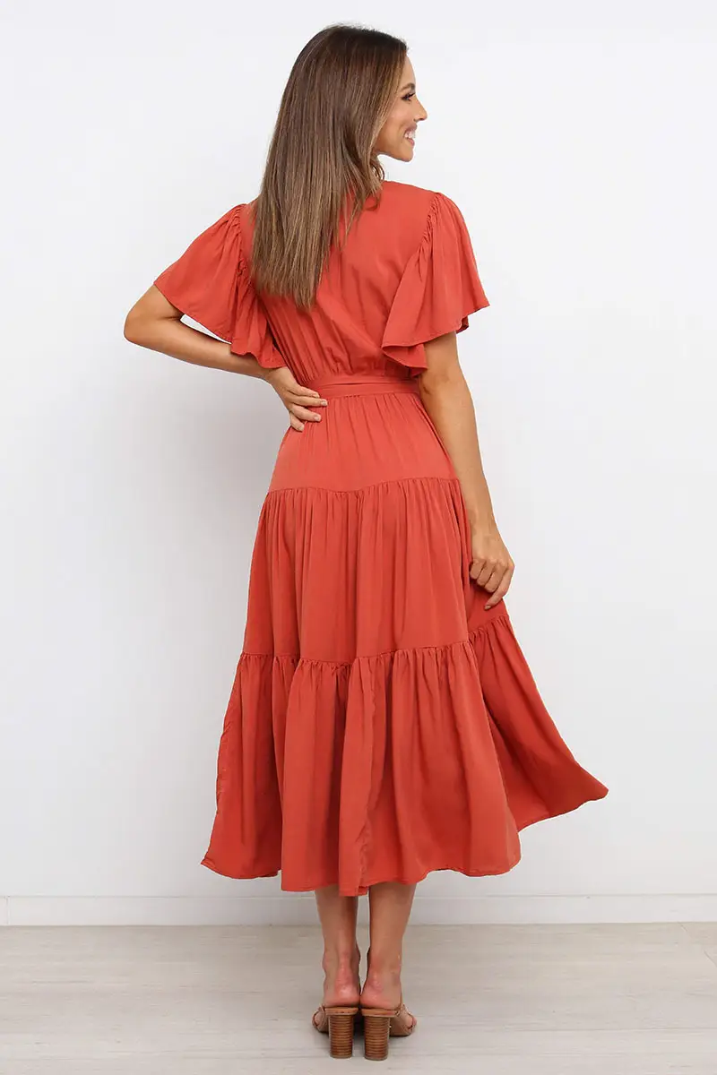 Women's Long Skirt Dress with Lace-Up Belt & Multi Color — feature 54