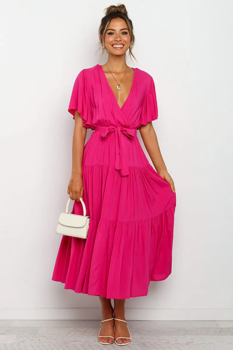 Women's Long Skirt Dress with Lace-Up Belt & Multi Color — feature 58