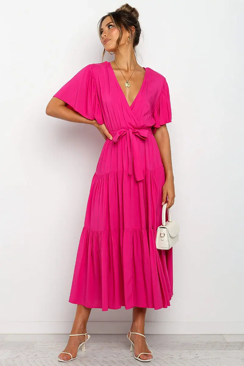 Women's Long Skirt Dress with Lace-Up Belt & Multi Color — feature 59