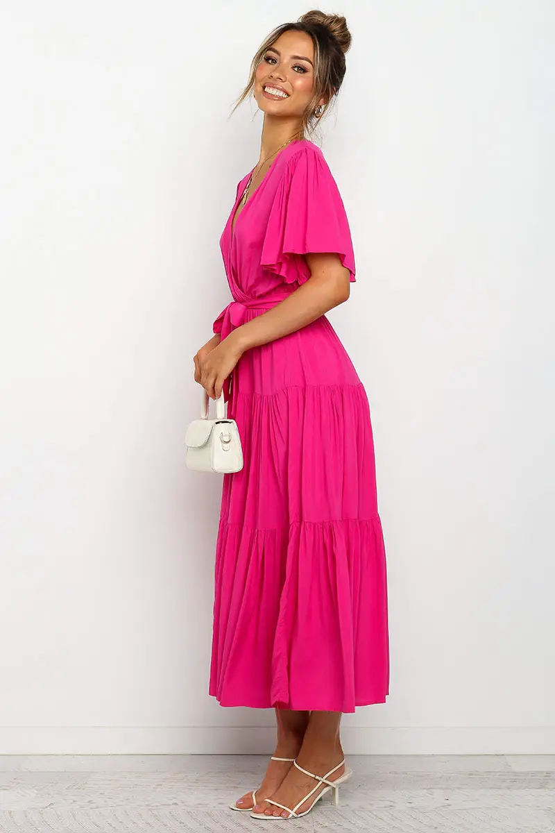 Women's Long Skirt Dress with Lace-Up Belt & Multi Color — feature 60