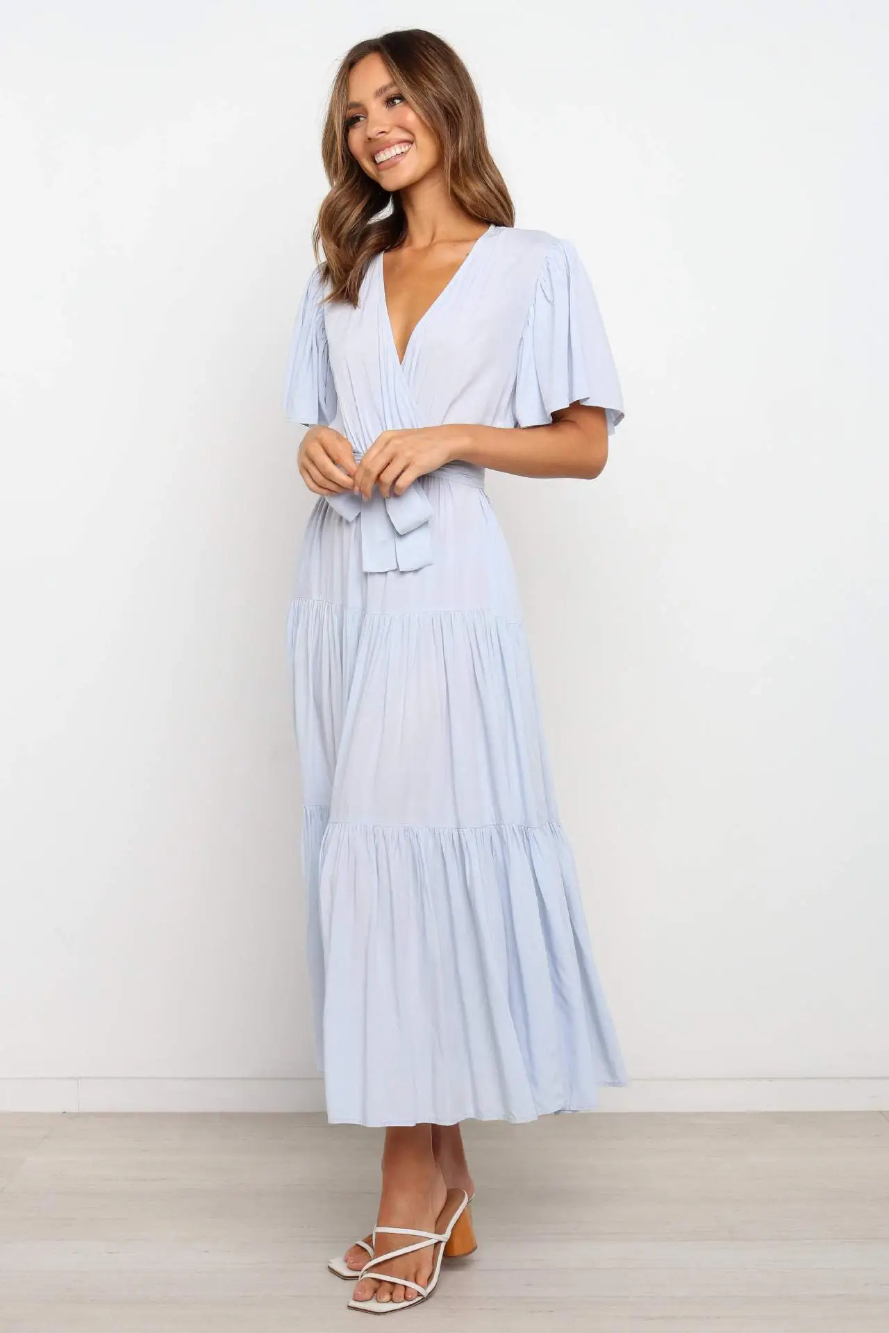 Women's Long Skirt Dress with Lace-Up Belt & Multi Color — feature 69