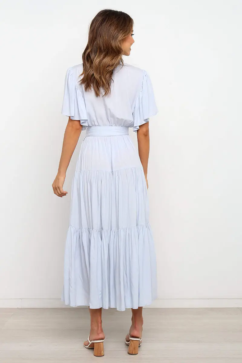 Women's Long Skirt Dress with Lace-Up Belt & Multi Color — feature 70