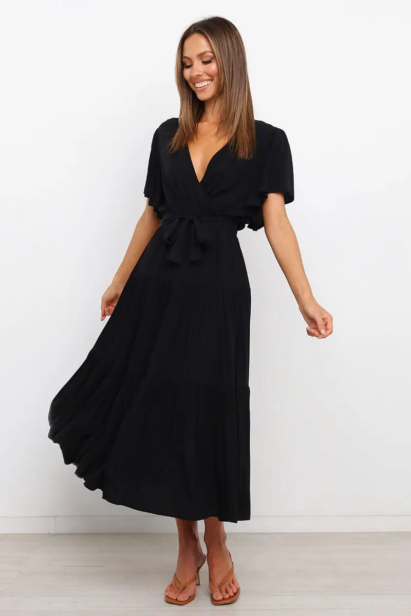 Women's Long Skirt Dress with Lace-Up Belt & Multi Color — feature 72
