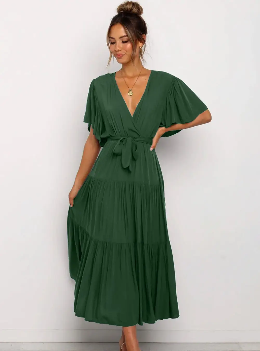 Women's Long Skirt Dress with Lace-Up Belt & Multi Color - Image 11