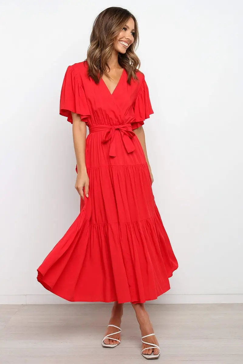 Women's Long Skirt Dress with Lace-Up Belt & Multi Color - Image 12