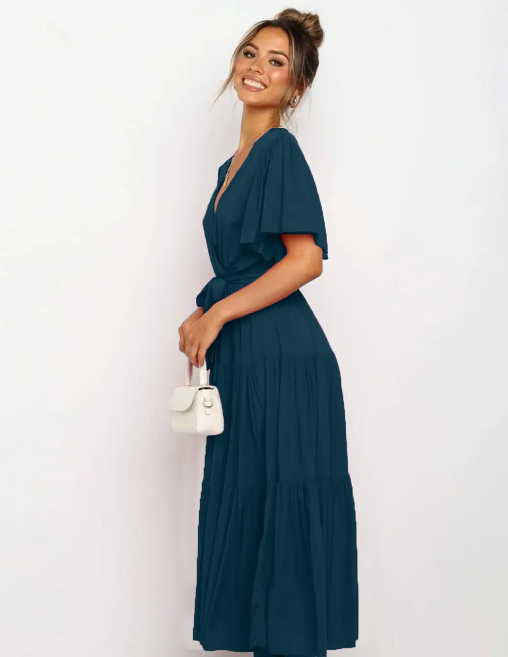 Women's Long Skirt Dress with Lace-Up Belt & Multi Color - Image 7
