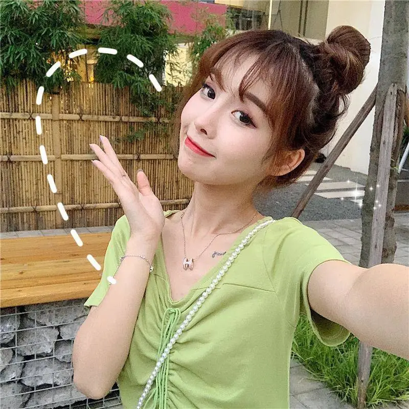2022 Drawstring Waist Green Student Dress A-Line — feature 5