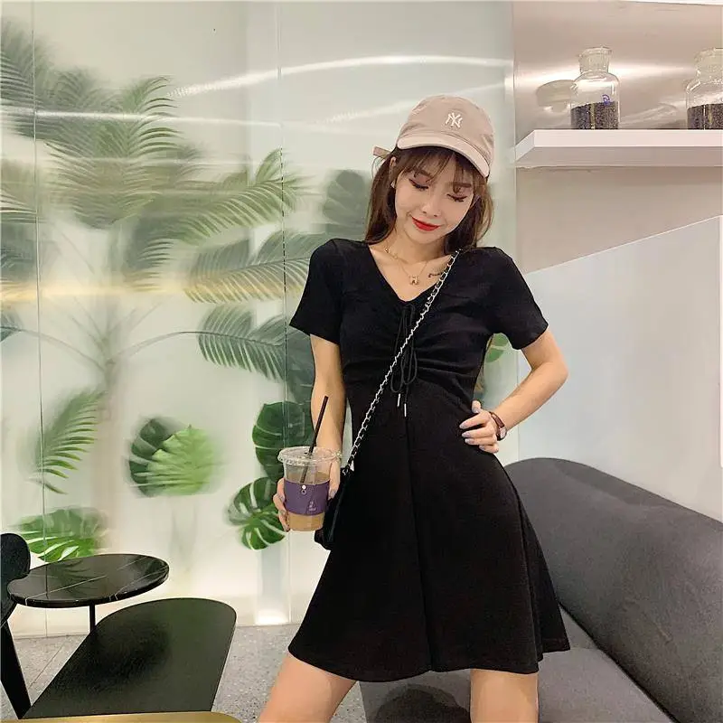 2022 Drawstring Waist Green Student Dress A-Line - Image 2