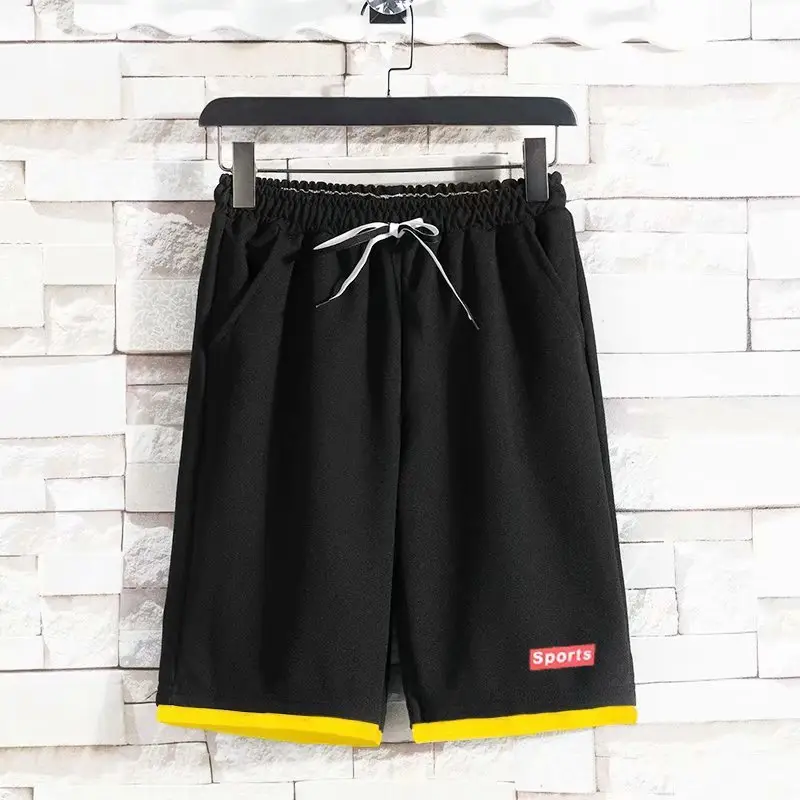 Men's Black 5-Pont Korean Shorts with Yellow Trim - Image 20
