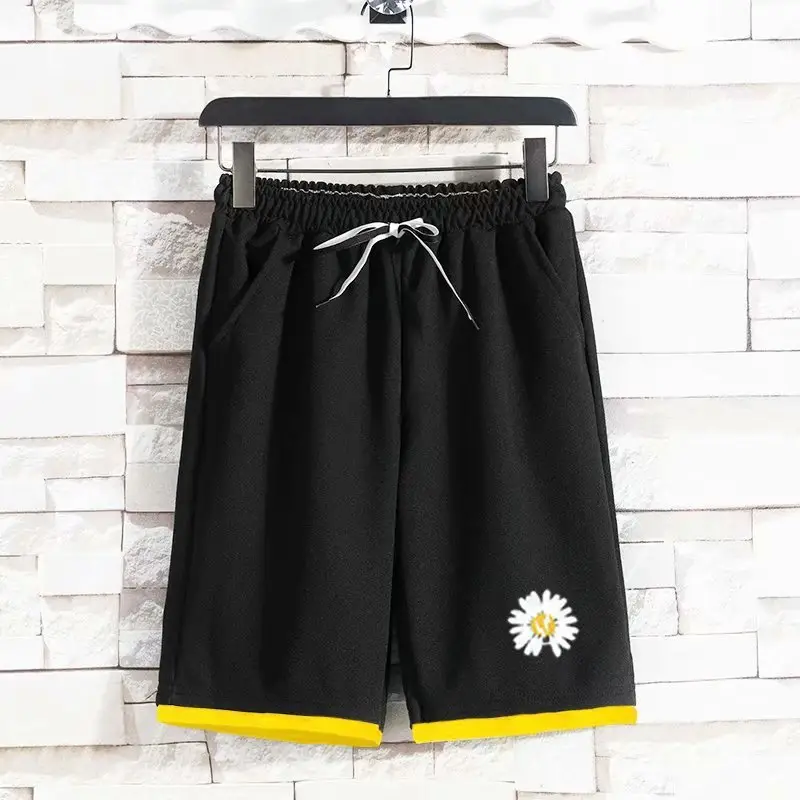 Men's Black 5-Pont Korean Shorts with Yellow Trim - Image 13