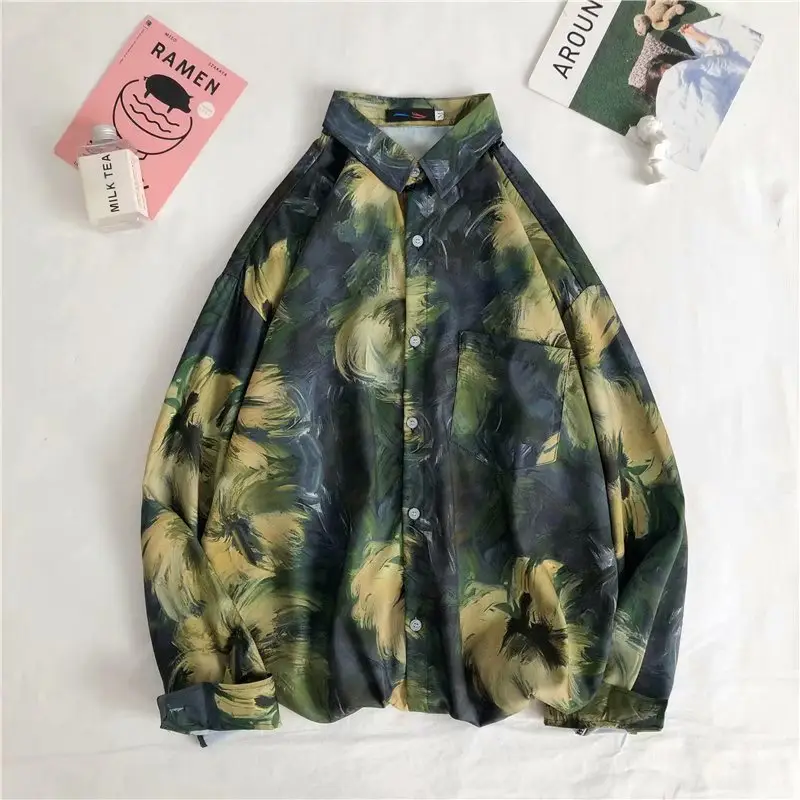 Long Sleeve Printed Hawaiian Shirt for Men