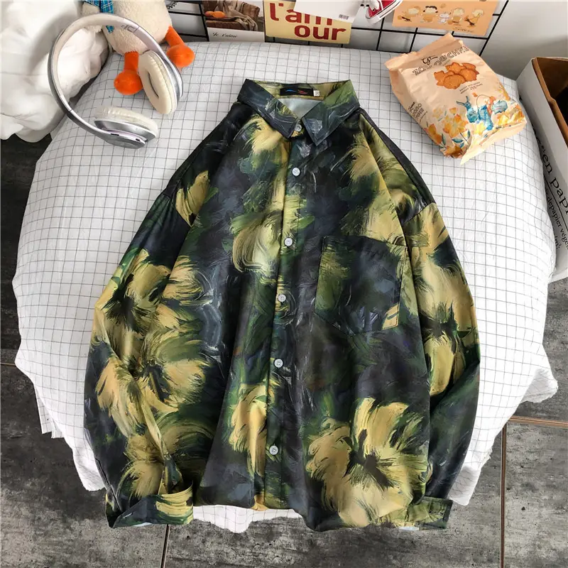 Long Sleeve Printed Hawaiian Shirt for Men — feature 3