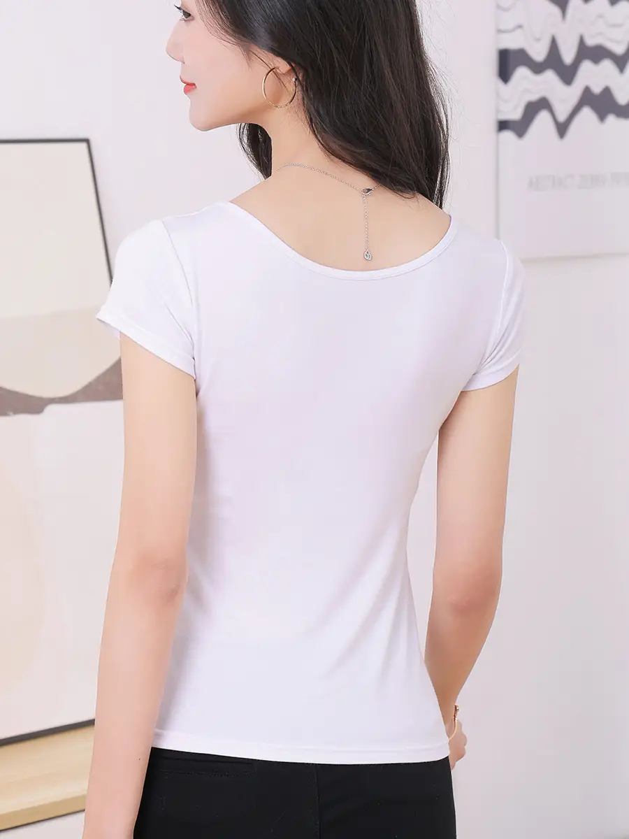 Women's Grey T-Shirt Plus Size Slim Fit - Image 15