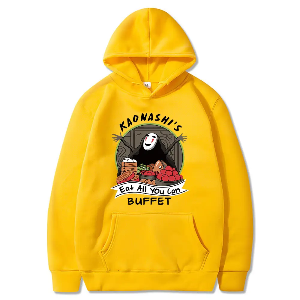 2021 Anime Sweatshirt Men Yellow Fleece Lining Hooded