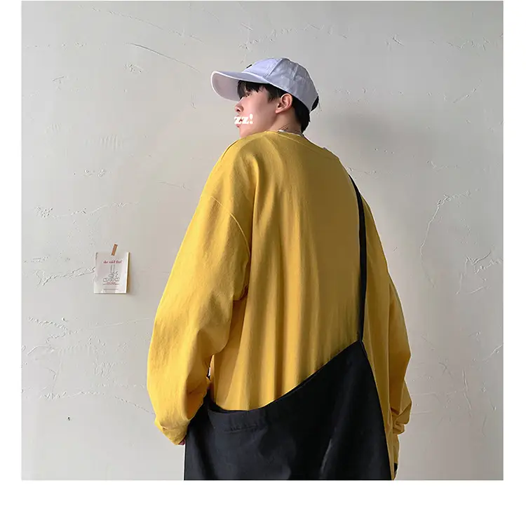Men Long Sleeve T-Shirt Solid Teal Loose Fit — feature 12