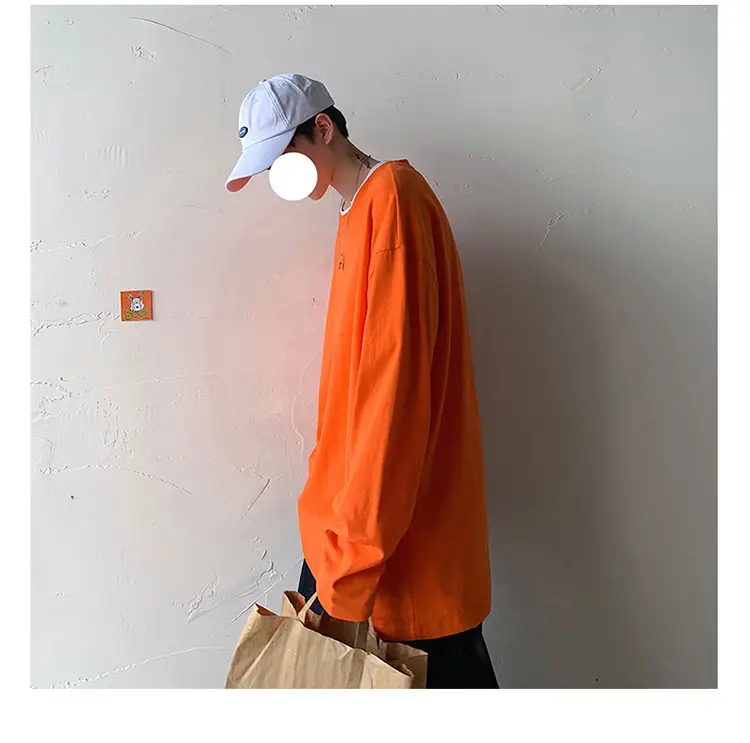 Men Long Sleeve T-Shirt Solid Teal Loose Fit — feature 22