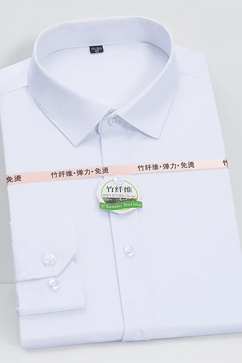 White Formal Shirt with Pearl Button & Anti-Wrinkle Fabric - Image 11