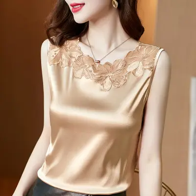 Women Lace V Neck Camisole Sleeveless Large - Image 32