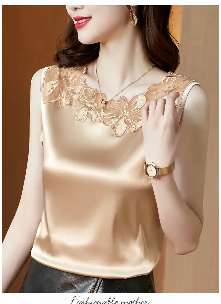 Women Lace V Neck Camisole Sleeveless Large — feature 24