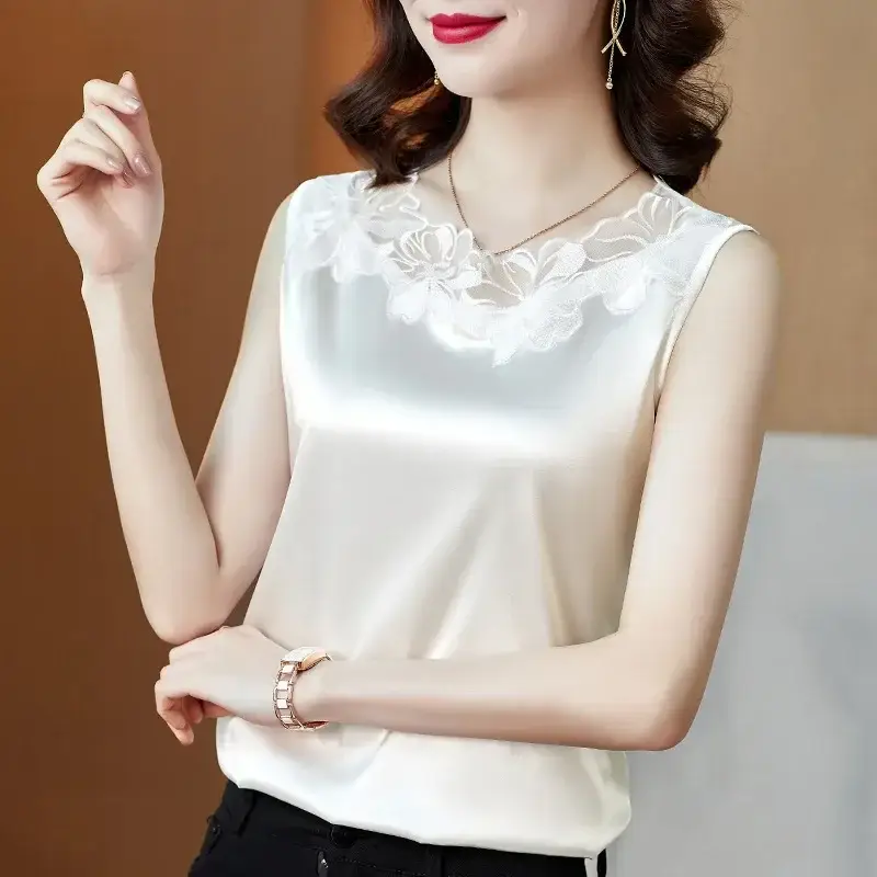Women Lace V Neck Camisole Sleeveless Large - Image 4