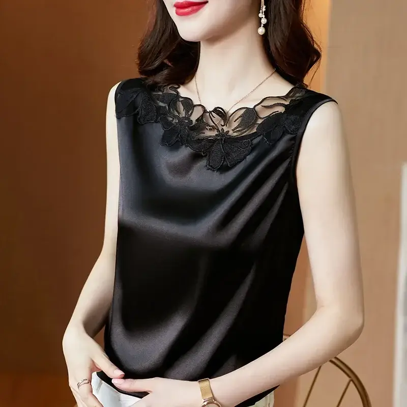 Women Lace V Neck Camisole Sleeveless Large - Image 9