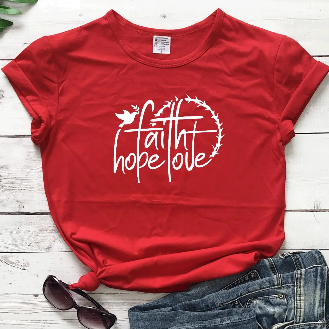 Faith Hope Love Short Sleeve T-Shirt Grey