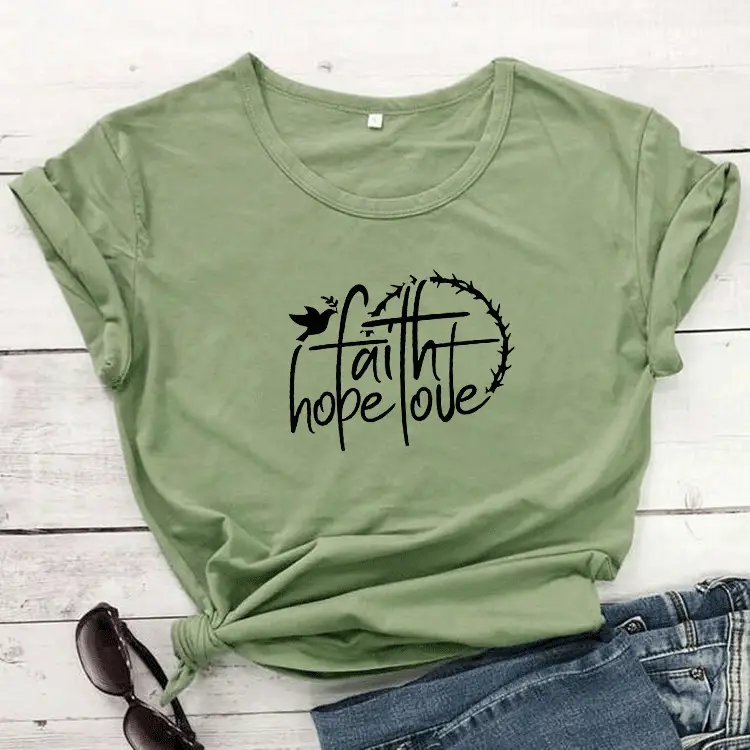 Faith Hope Love Short Sleeve T-Shirt Grey