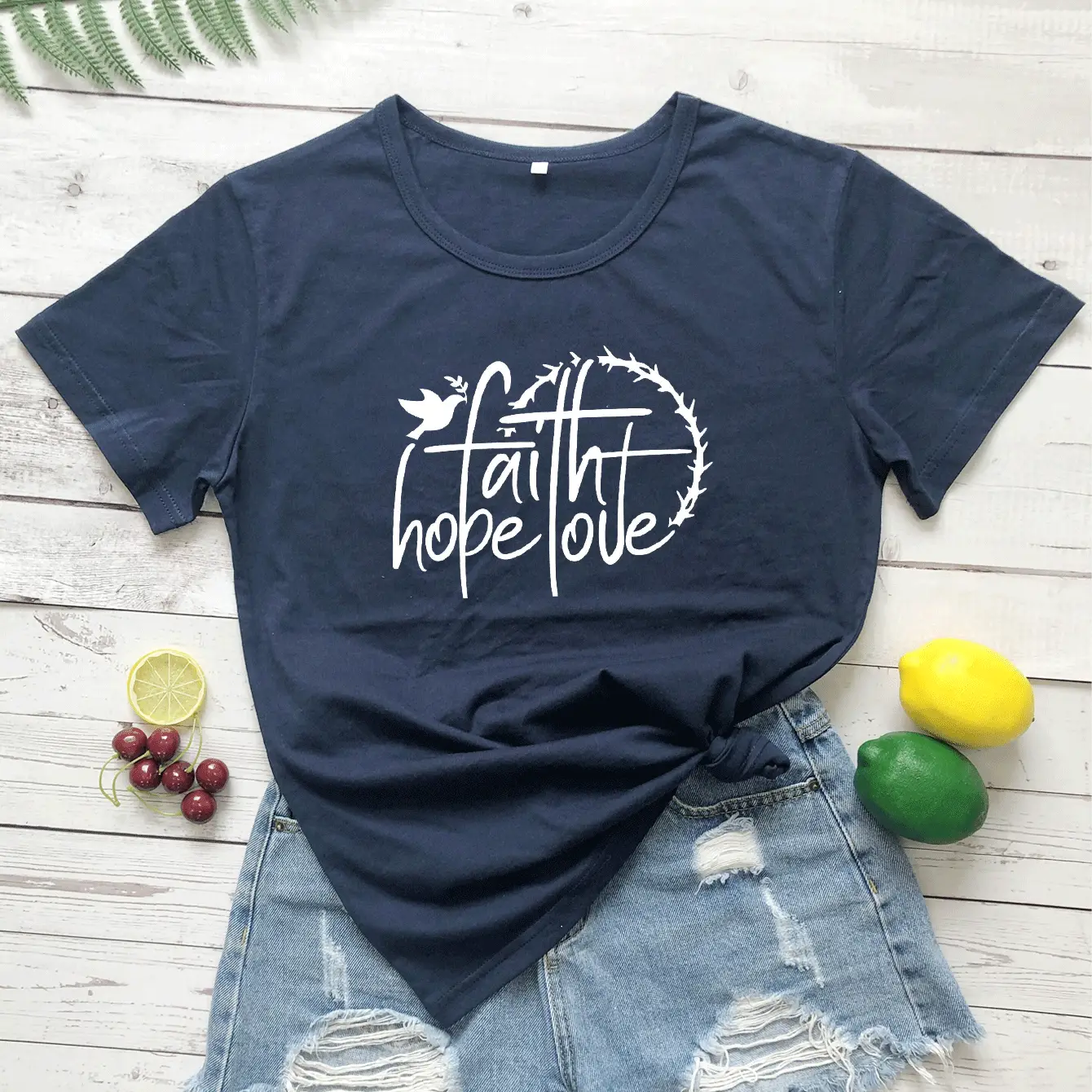 Faith Hope Love Short Sleeve T-Shirt Grey