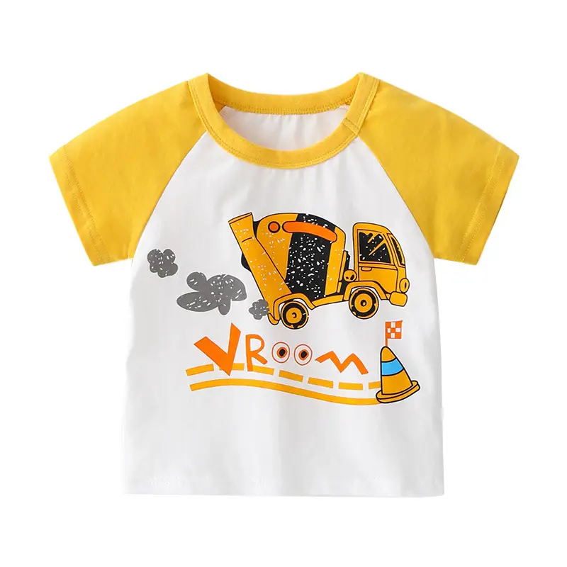 Cute Cartoon T-Shirt for Boys Blue White Short Sleeve