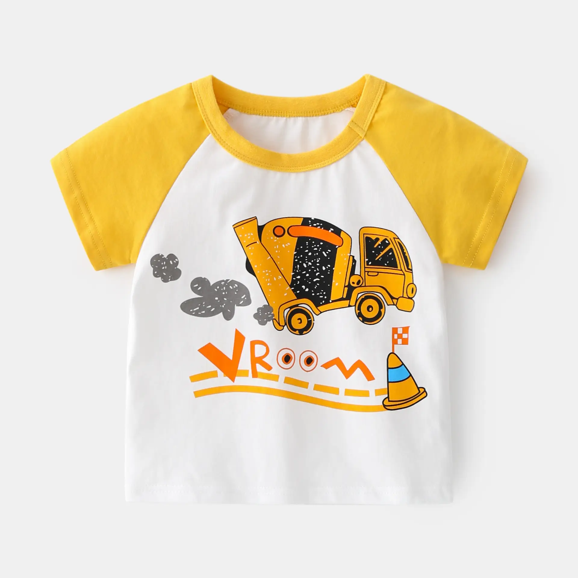 Cute Cartoon T-Shirt for Boys Blue White Short Sleeve