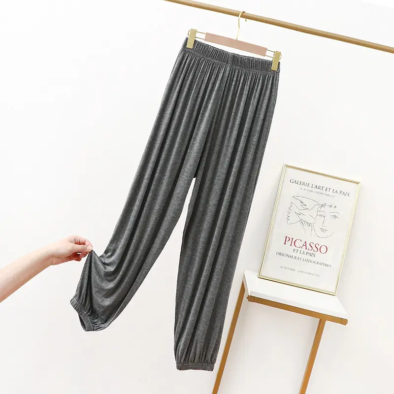 Women's Grey Modal Ankle Pants Slimming Loose Spring Summer - Image 5