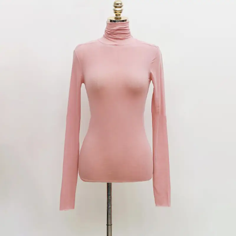 Women's White Slimming Turtleneck Top Long Sleeve - Image 2