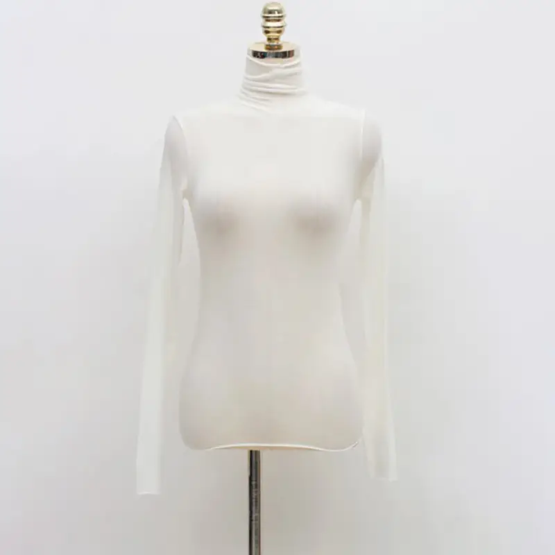 Women's White Slimming Turtleneck Top Long Sleeve - Image 3