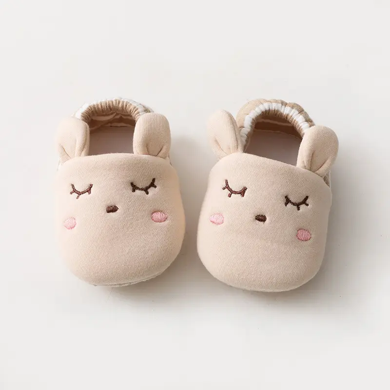 Baby Cat Face Non-Slip Socks Grey White