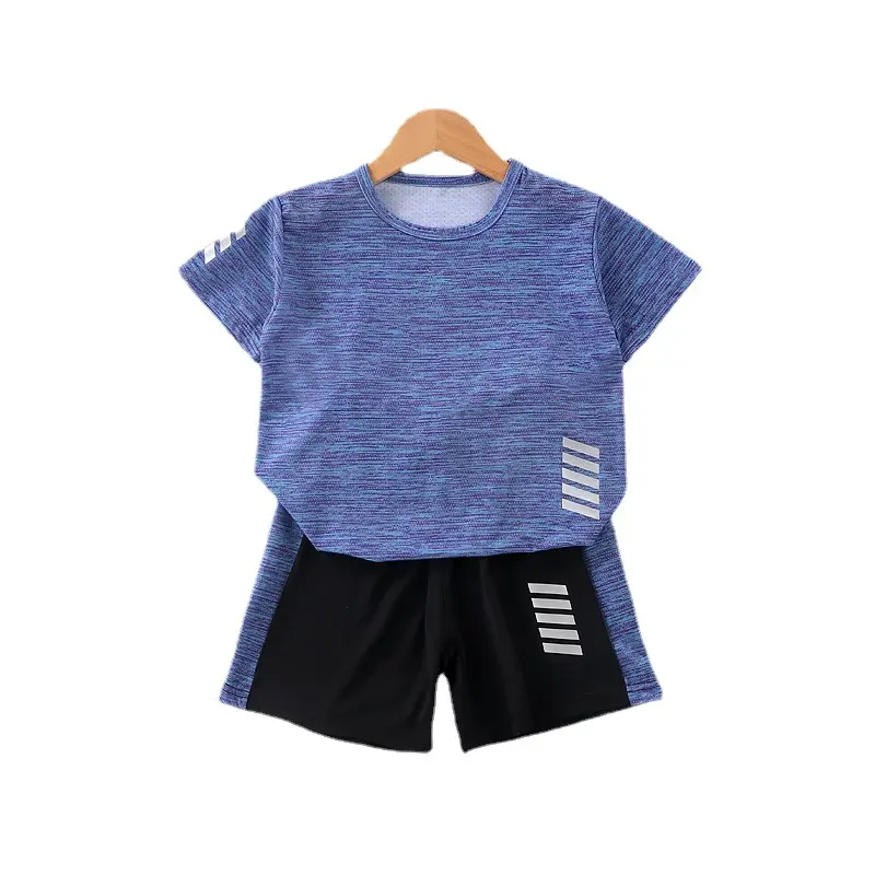 Boys Running Shorts Suit Teal Black Two-Piece Set - Image 7