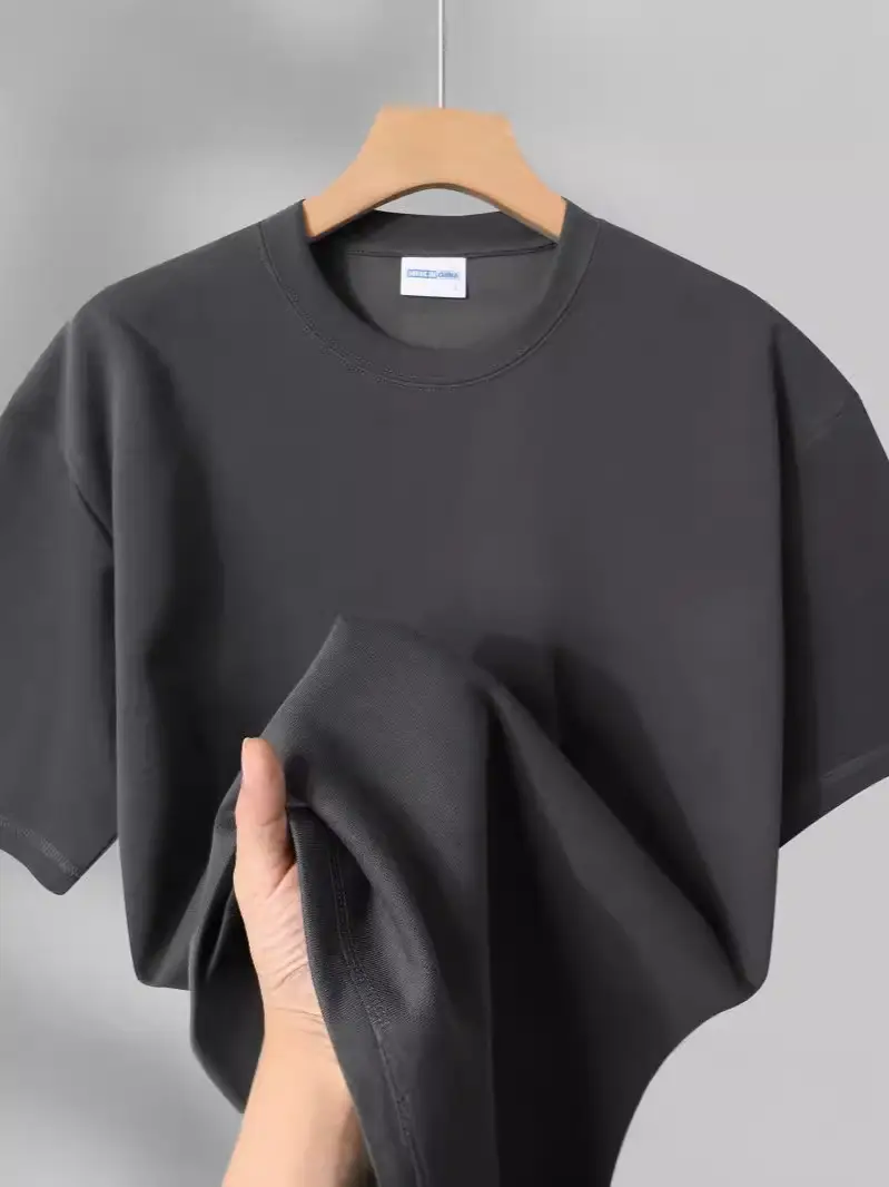 300G Heavy Cream Round Neck T-Shirt - Image 11