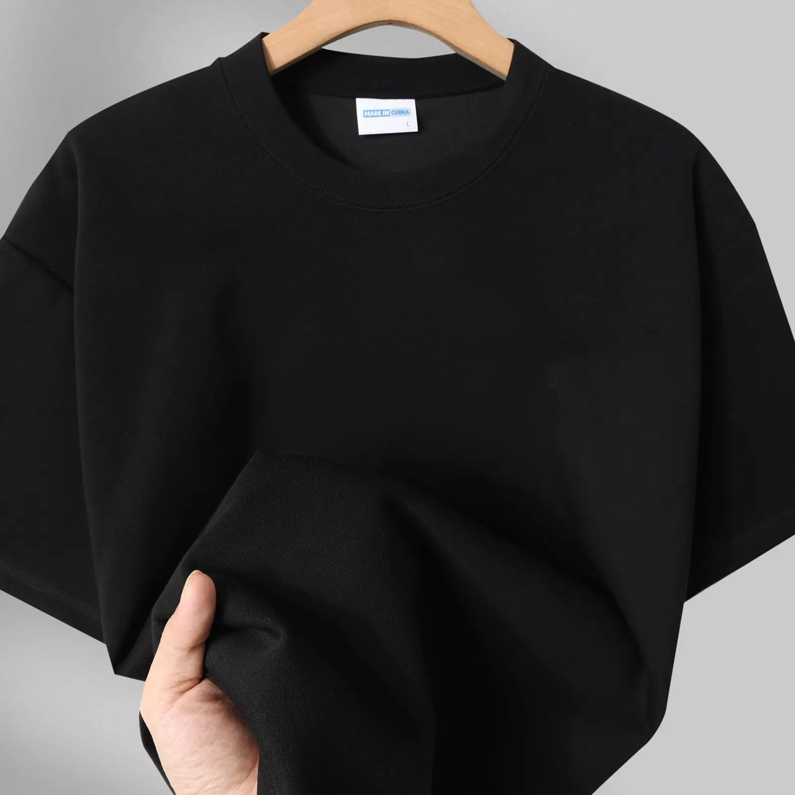 300G Heavy Cream Round Neck T-Shirt - Image 3