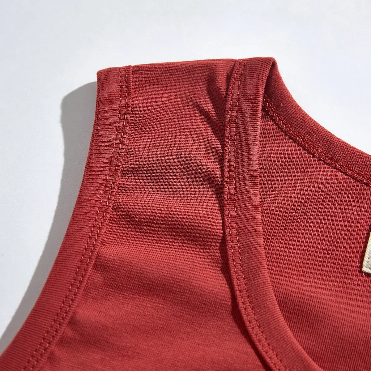 Men Red Sleeveless Waist T-Shirt - Image 3