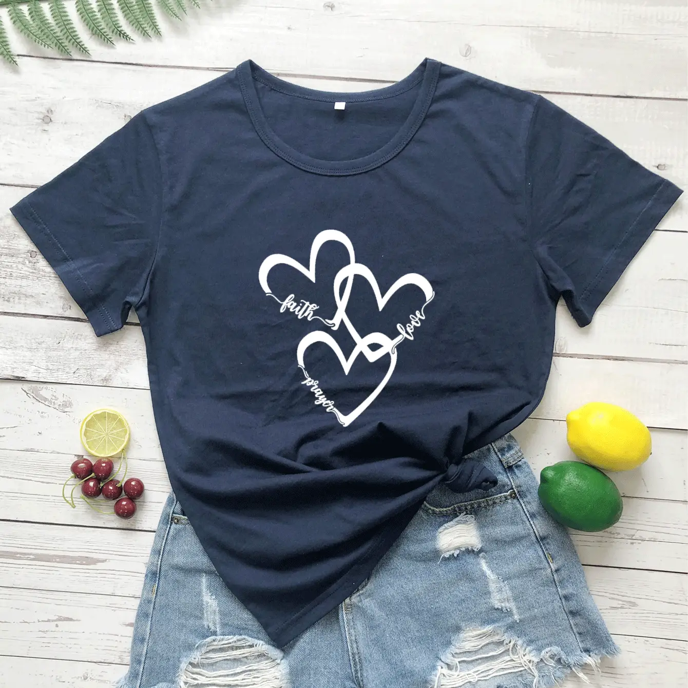 Women Maroon Heart Print T-Shirt Short Sleeve - Image 11
