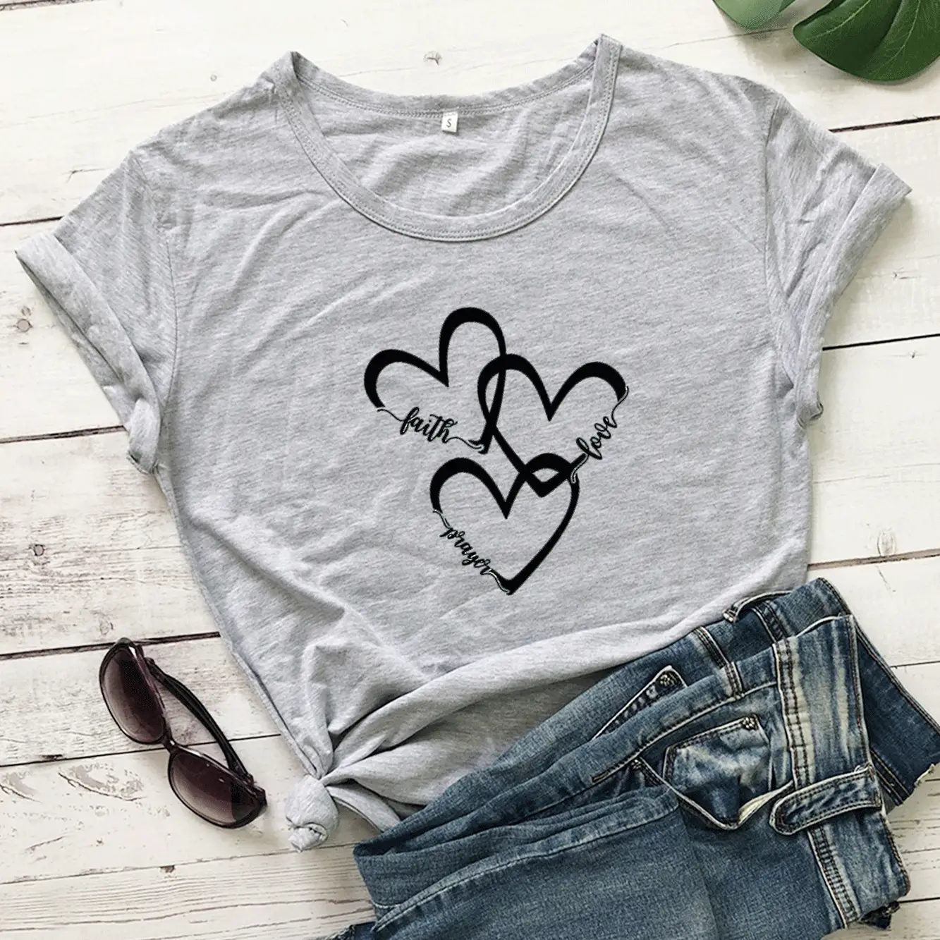 Women Maroon Heart Print T-Shirt Short Sleeve - Image 3